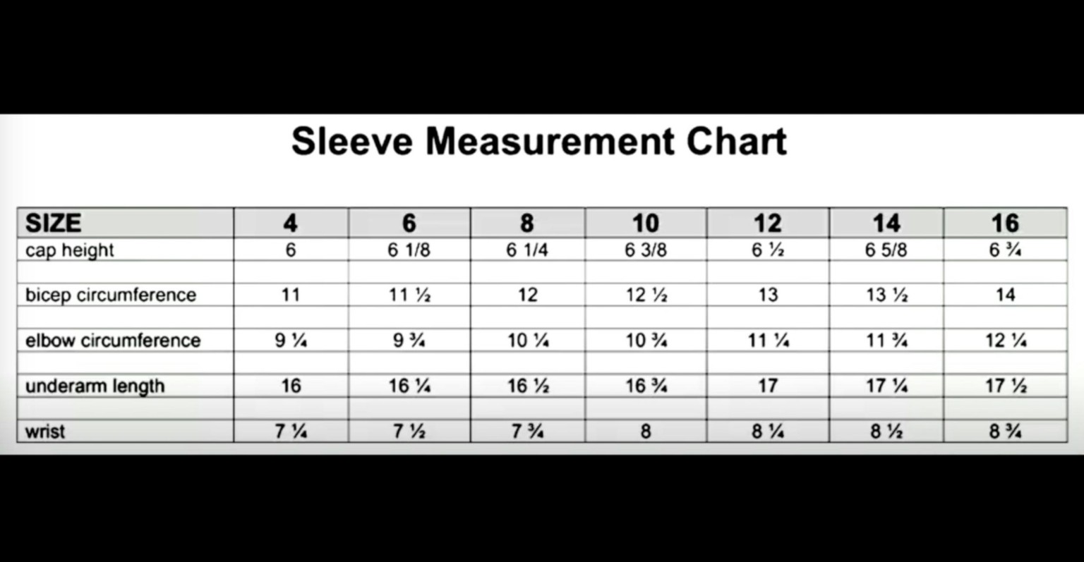 Sleeve Size Chart - image 1 - student project