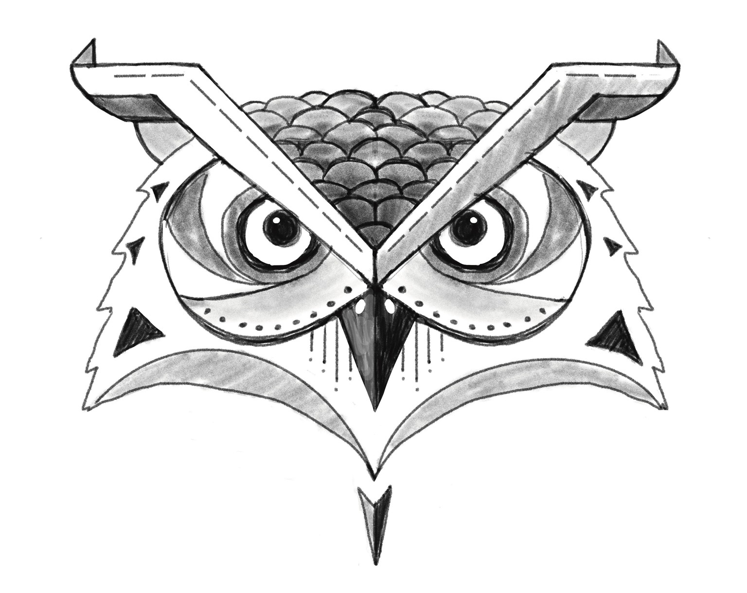 Geometric Great Horned Owl - image 2 - student project