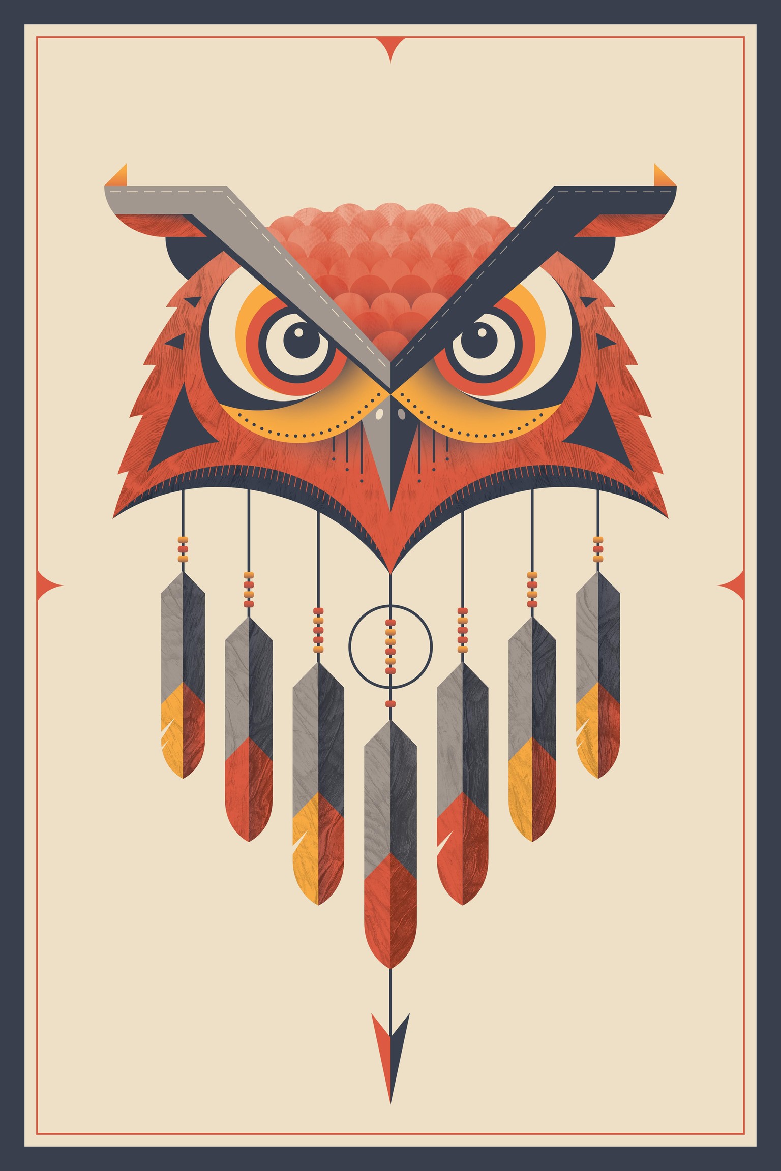Geometric Great Horned Owl - image 3 - student project