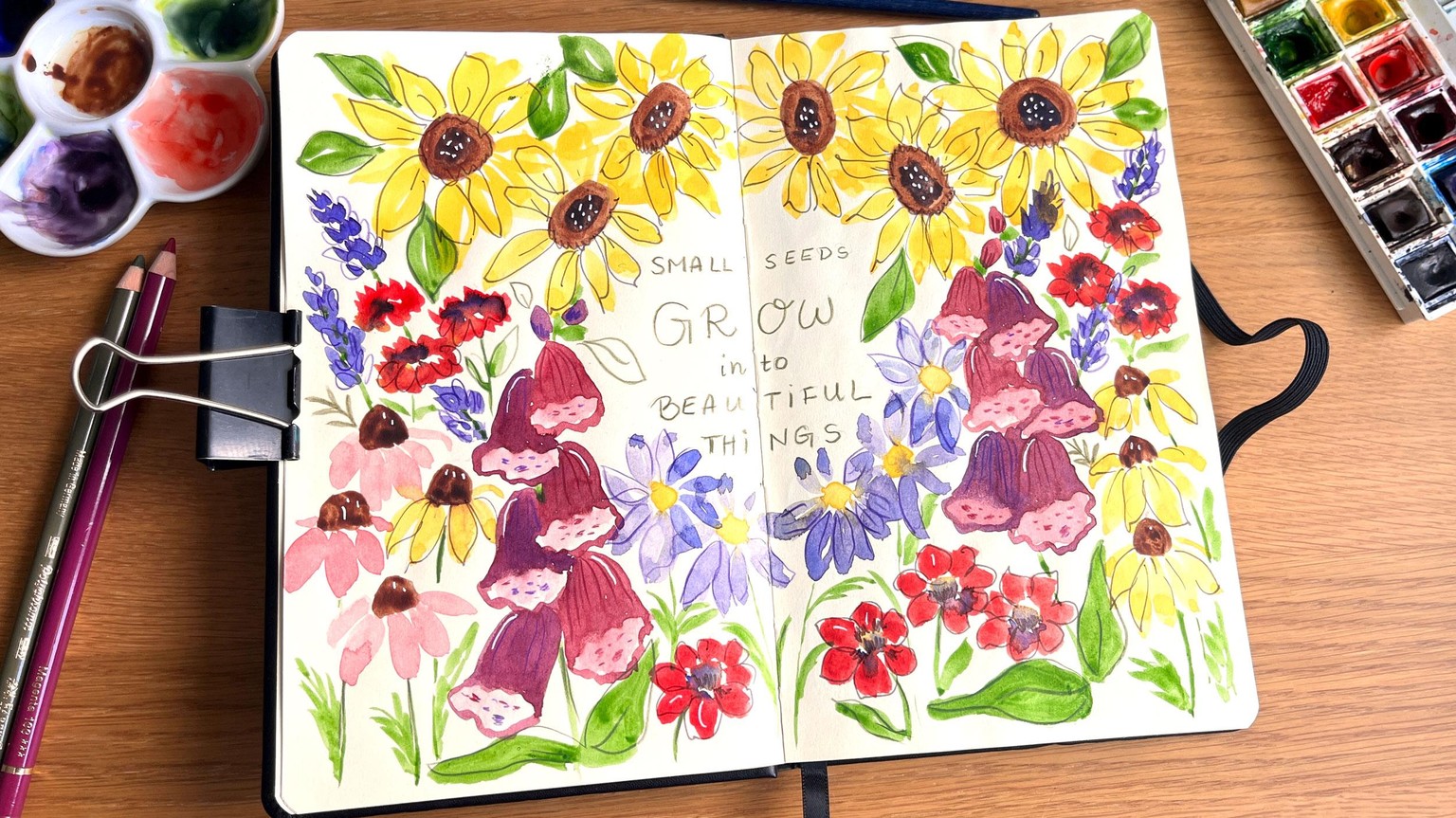 Floral Quote Sketchbook Page - image 1 - student project