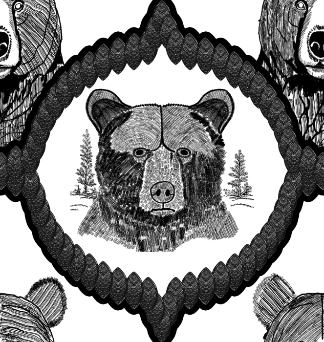 B&W Toile De Jouy Bear - image 1 - student project