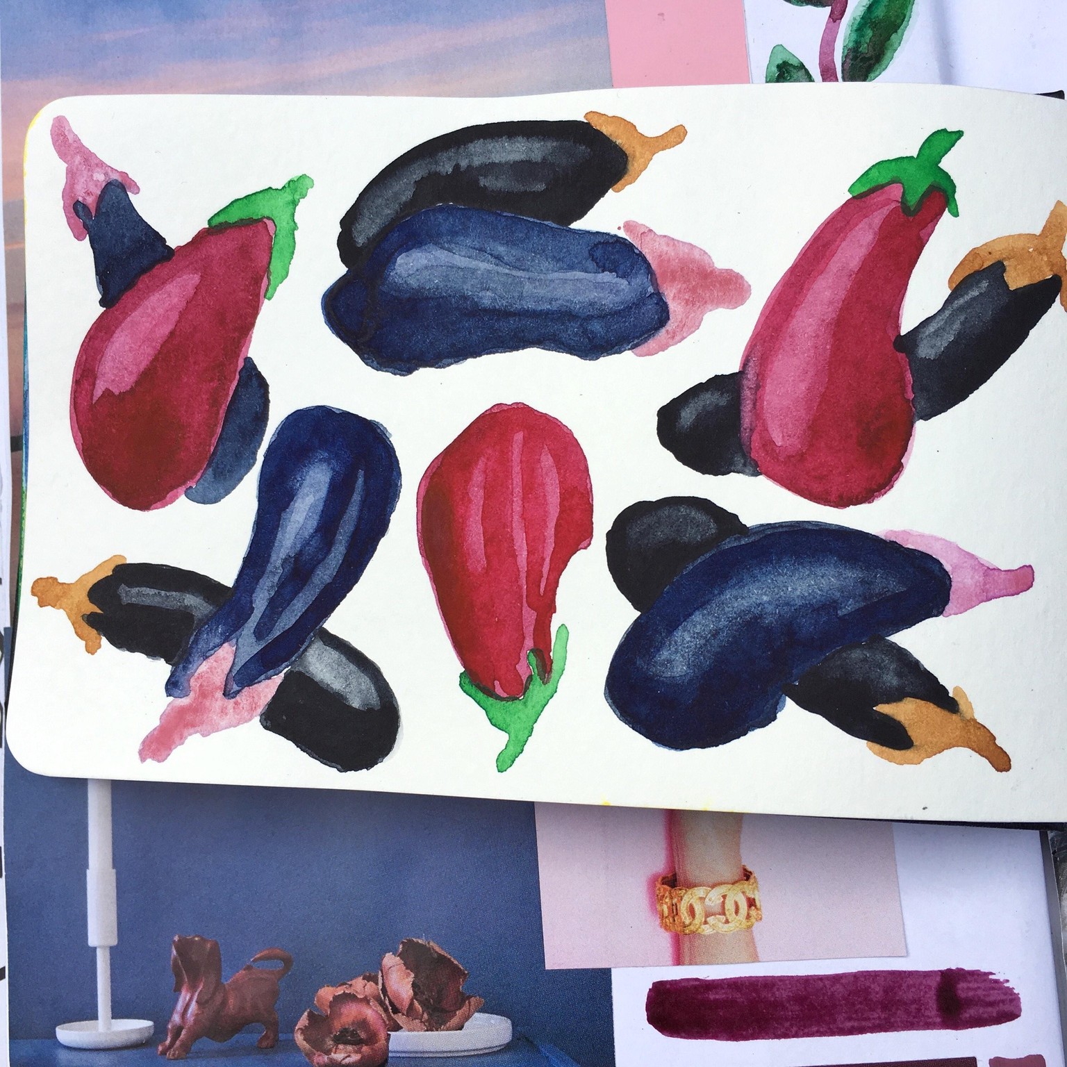 Colour journal projects - windmills and aubergines - image 3 - student project