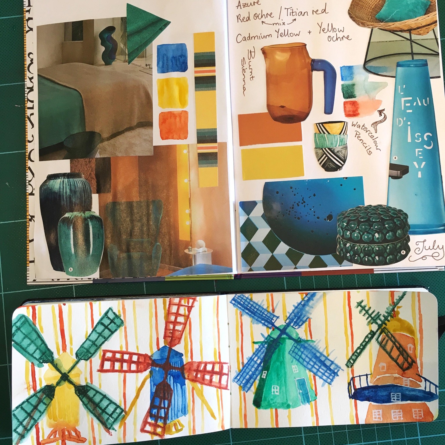 Colour journal projects - windmills and aubergines - image 1 - student project