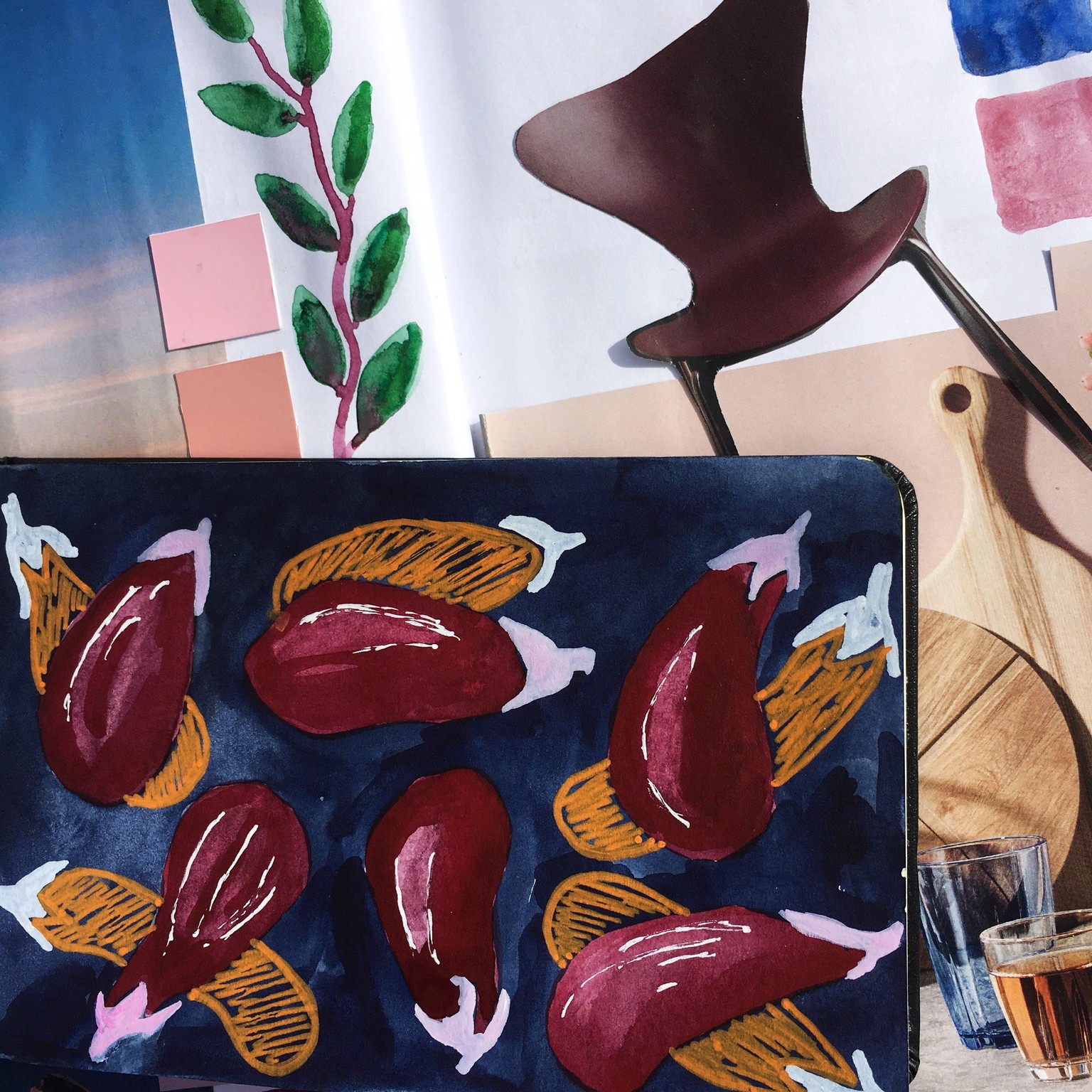 Colour journal projects - windmills and aubergines - image 4 - student project