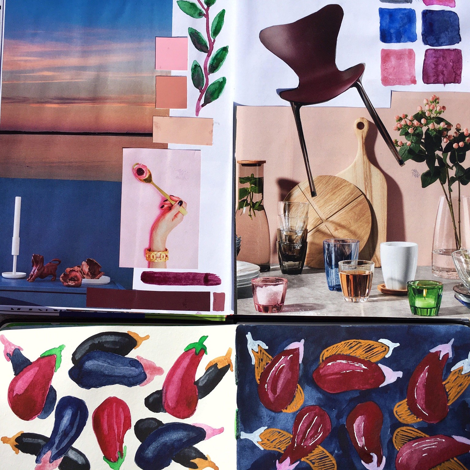 Colour journal projects - windmills and aubergines - image 2 - student project