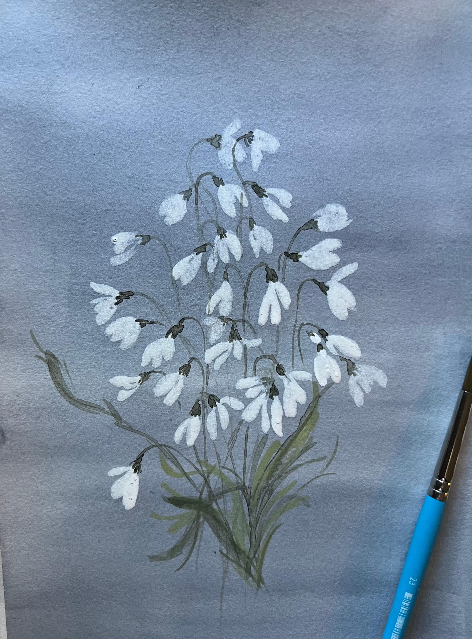 Loose watercolor snowdrops - image 1 - student project