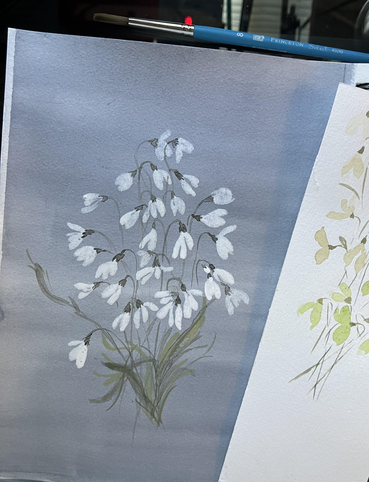 Loose watercolor snowdrops - image 2 - student project