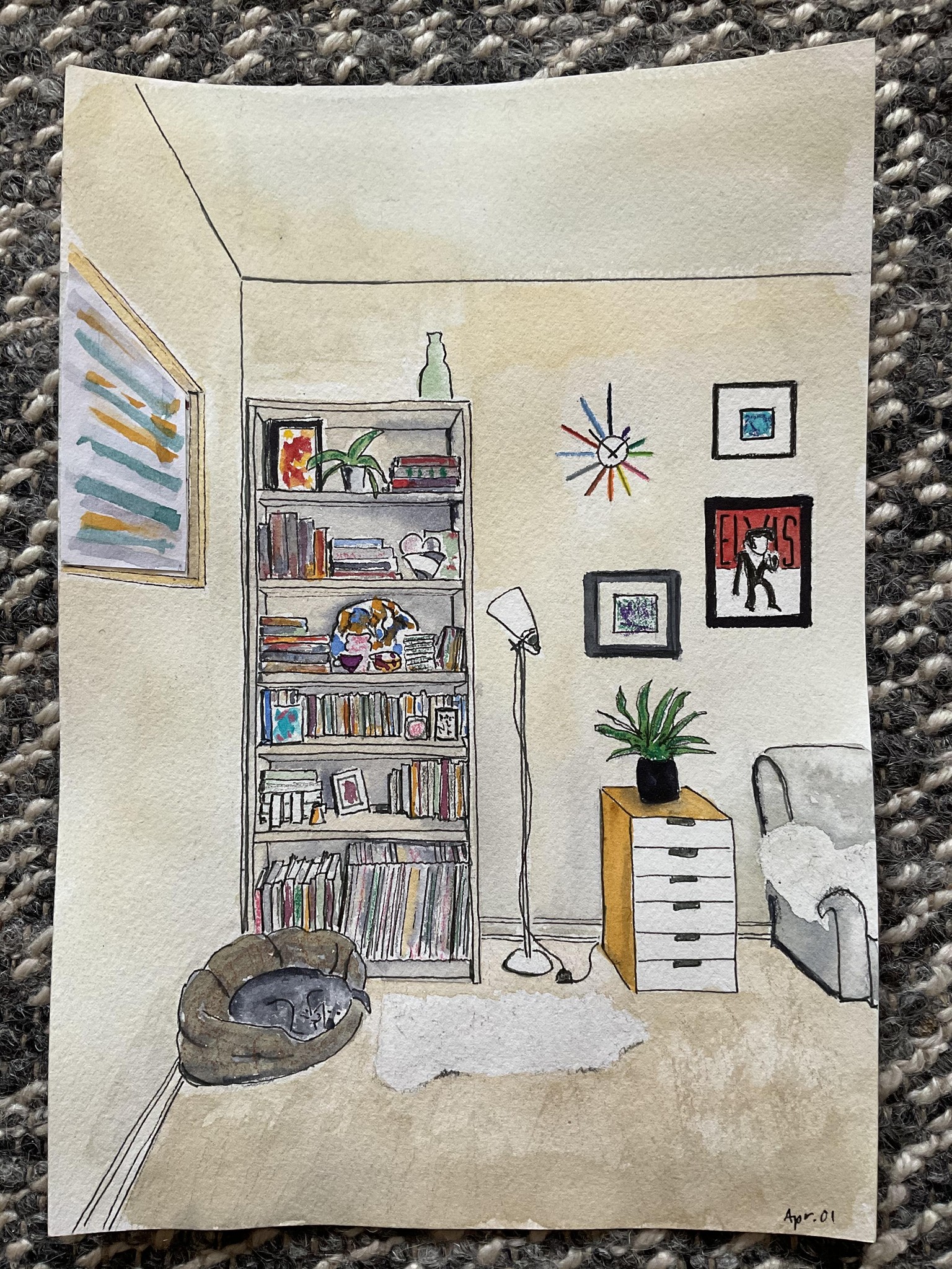 Interior sketching - one point perspective - image 7 - student project