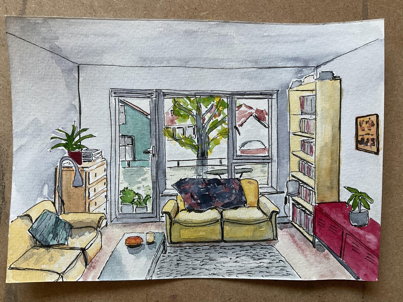 Interior sketching - one point perspective - image 4 - student project