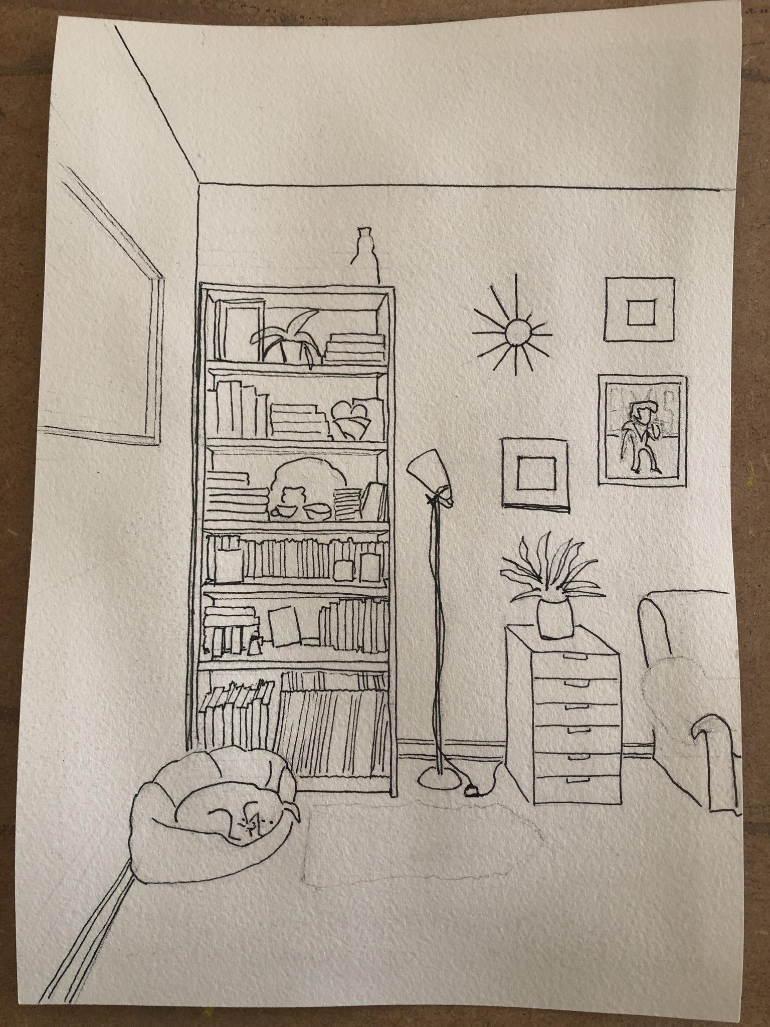 Interior sketching - one point perspective - image 6 - student project