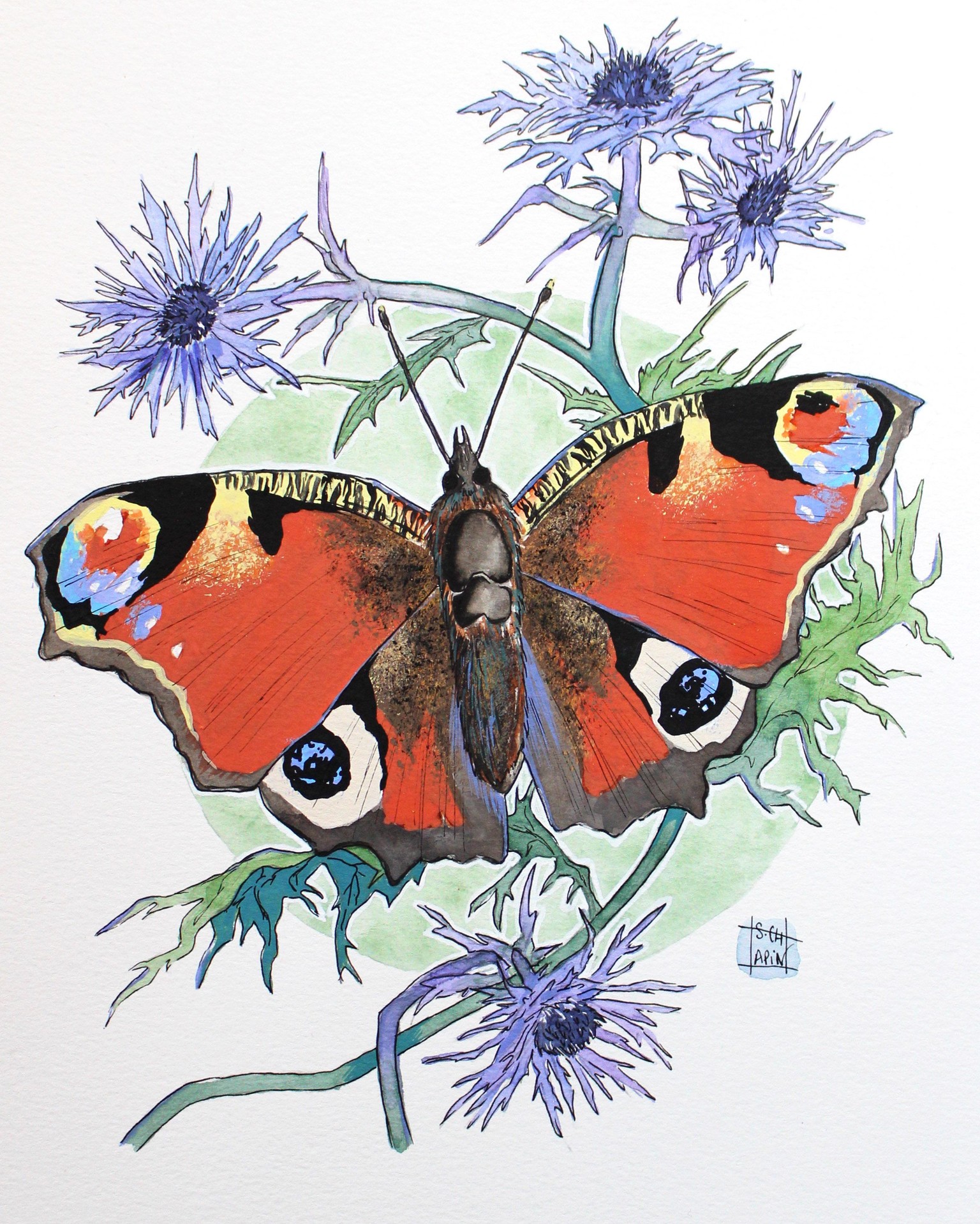 Gouache & Watercolours: Butterfly and Flowers - image 2 - student project