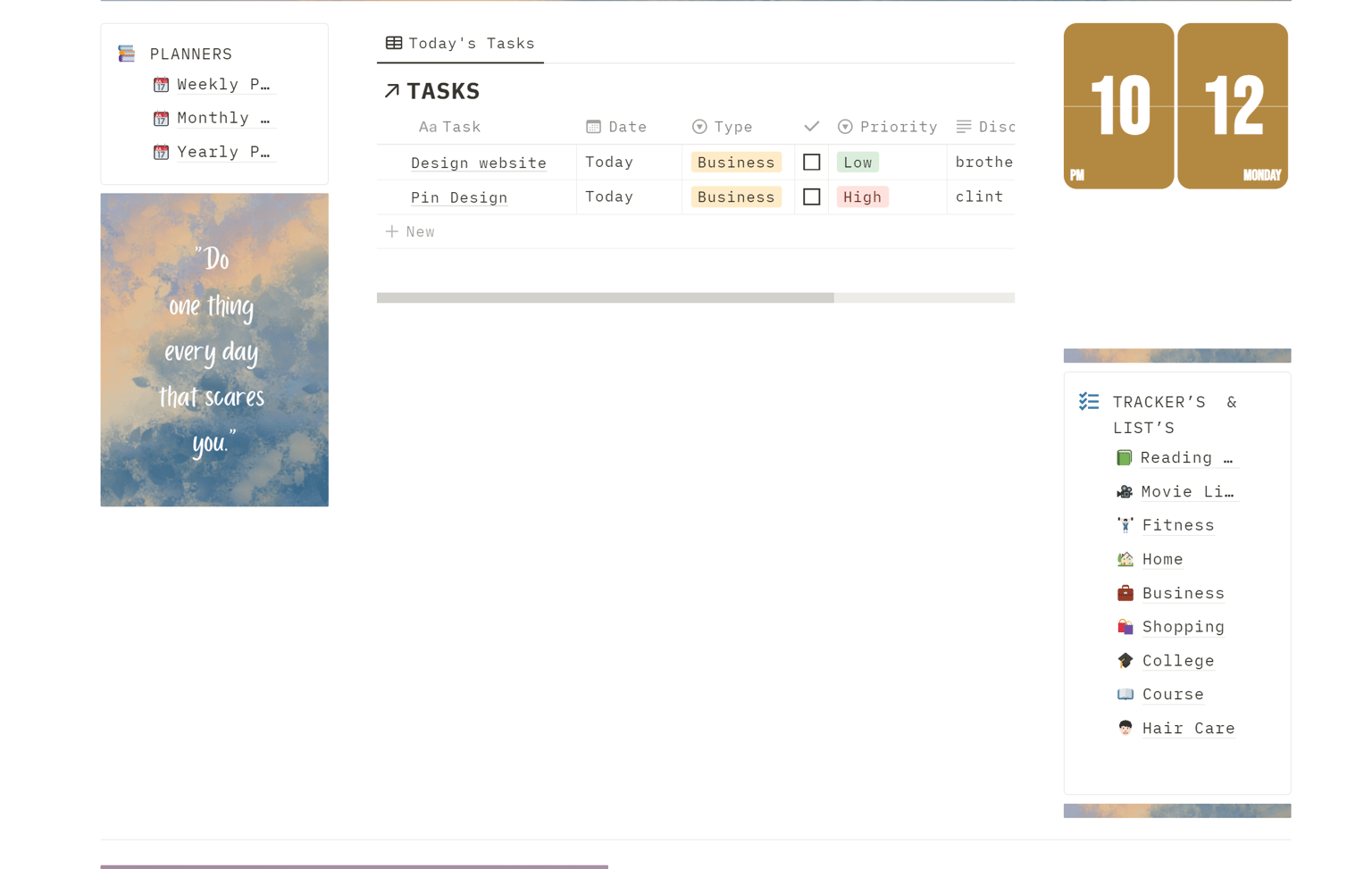 My notion Dashboard - image 2 - student project