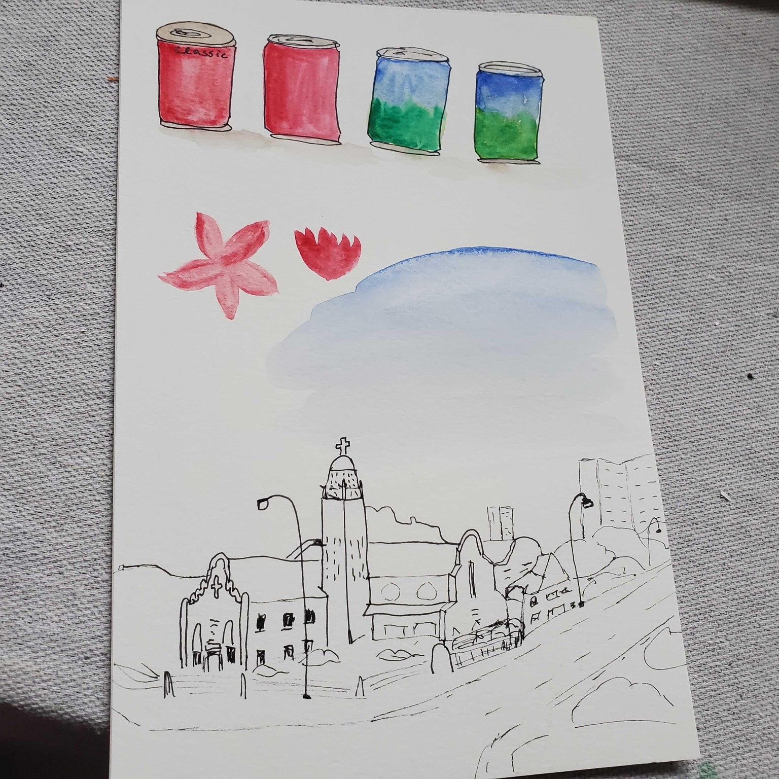 Mix Media Urban Sketching - image 6 - student project