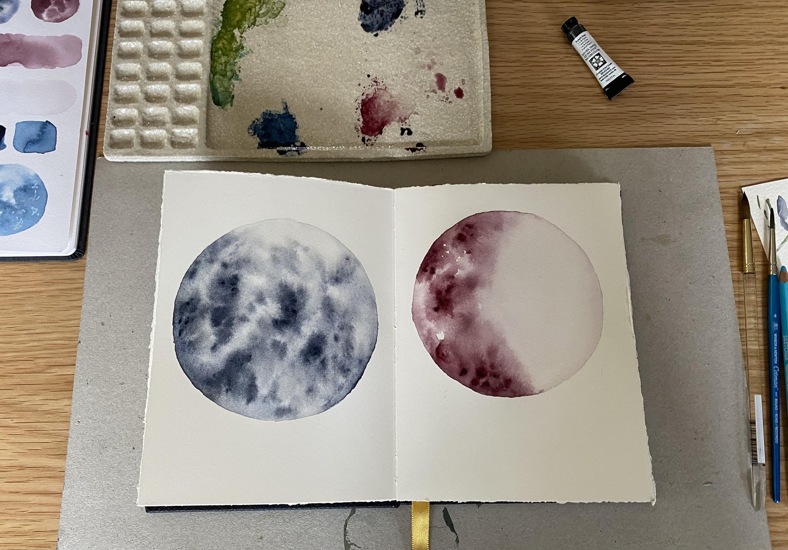 Watercolour moons - image 2 - student project