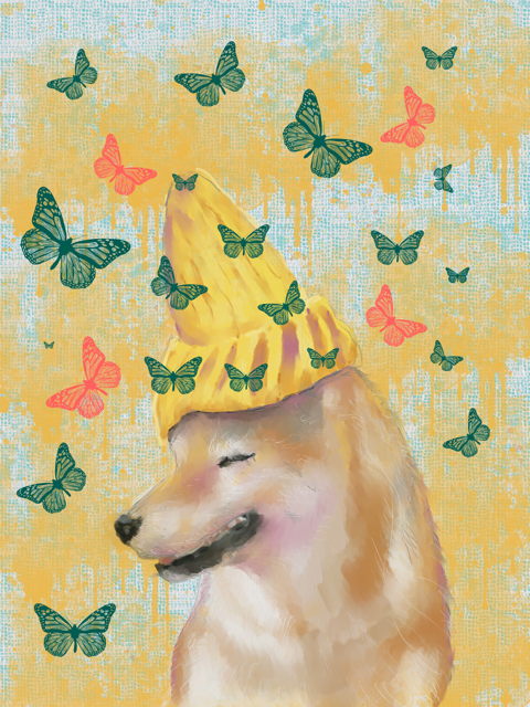 Dog and butterflies Dog portrait in Procreate - image 1 - student project