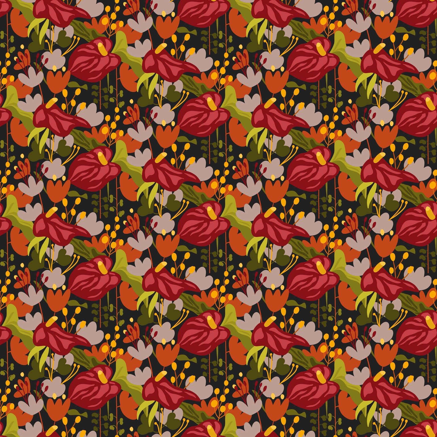 Anthurium Halfdrop Pattern - image 2 - student project