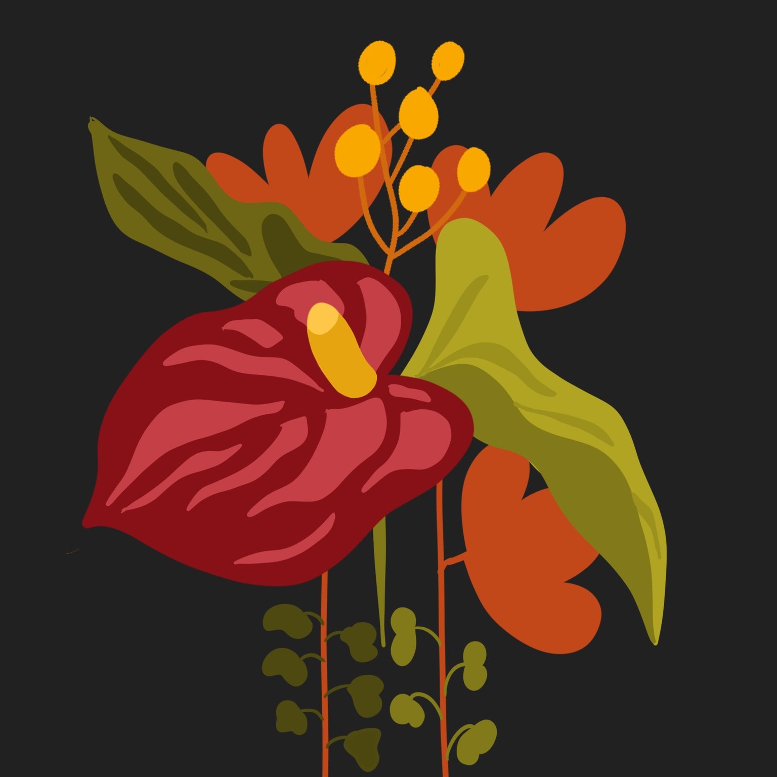 Anthurium Halfdrop Pattern - image 1 - student project