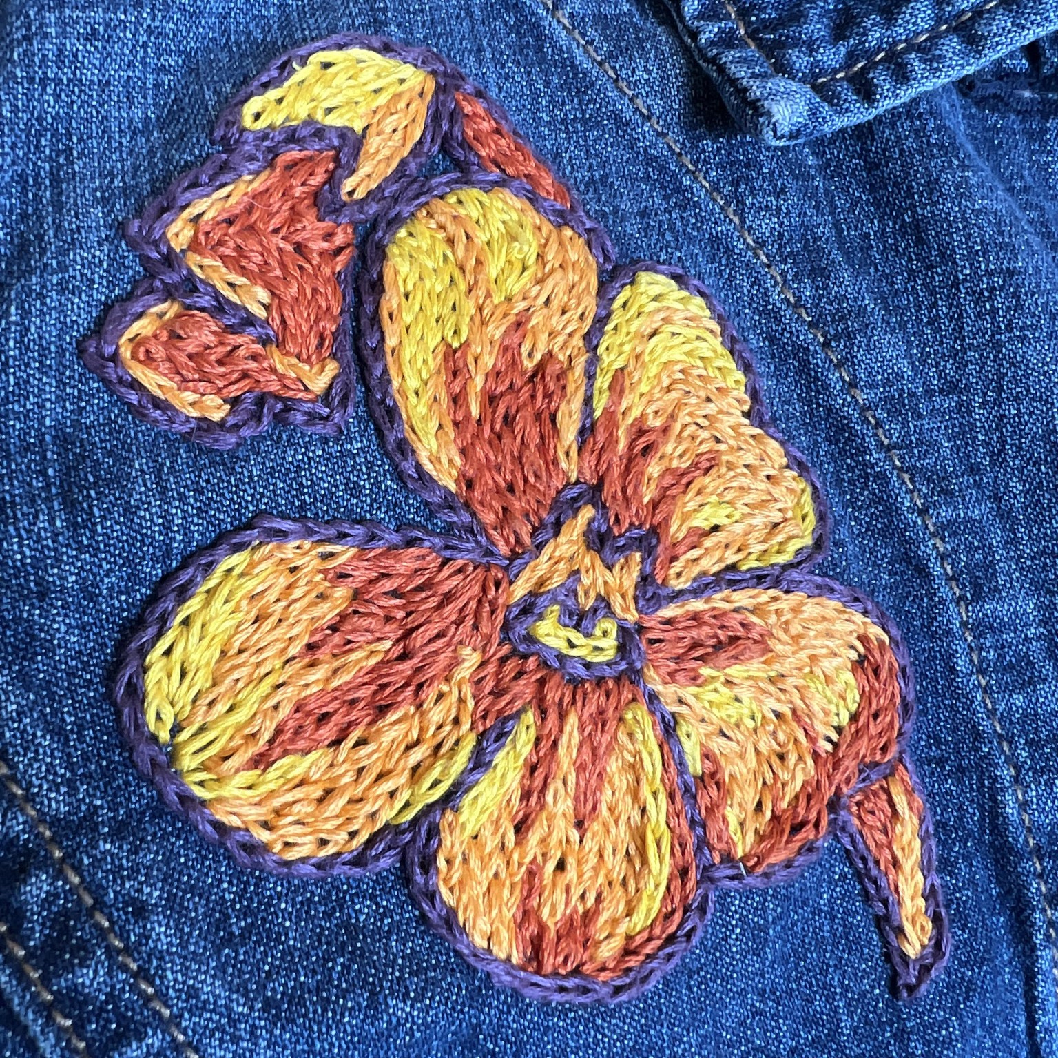 Chain-Stitched Nasturtium - image 3 - student project