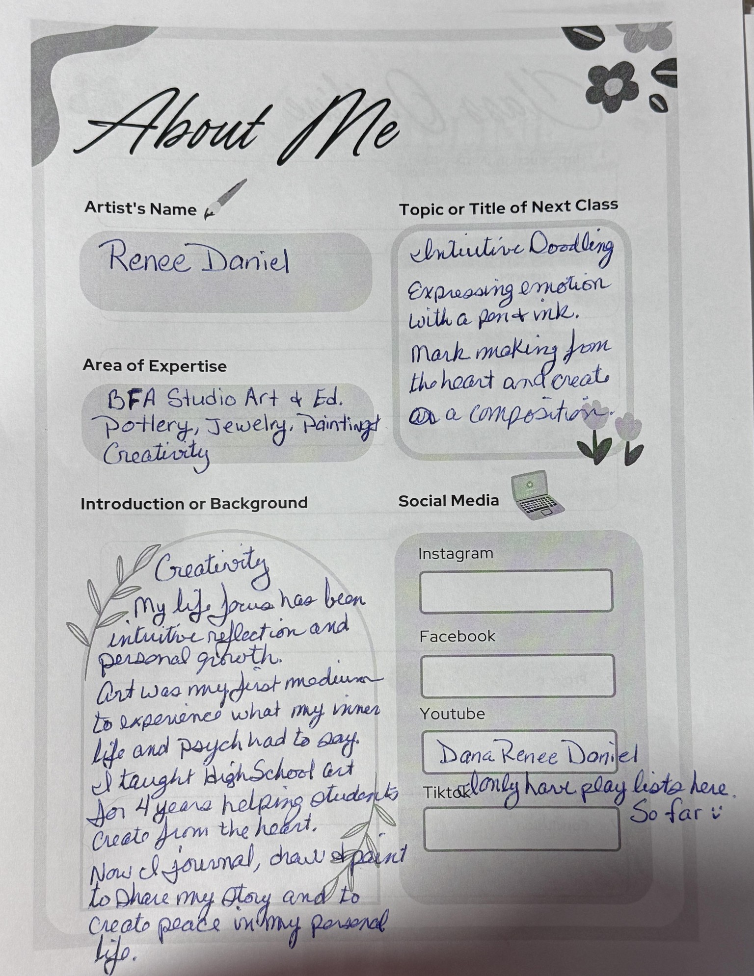 From Artist To Teacher: About Me - image 1 - student project