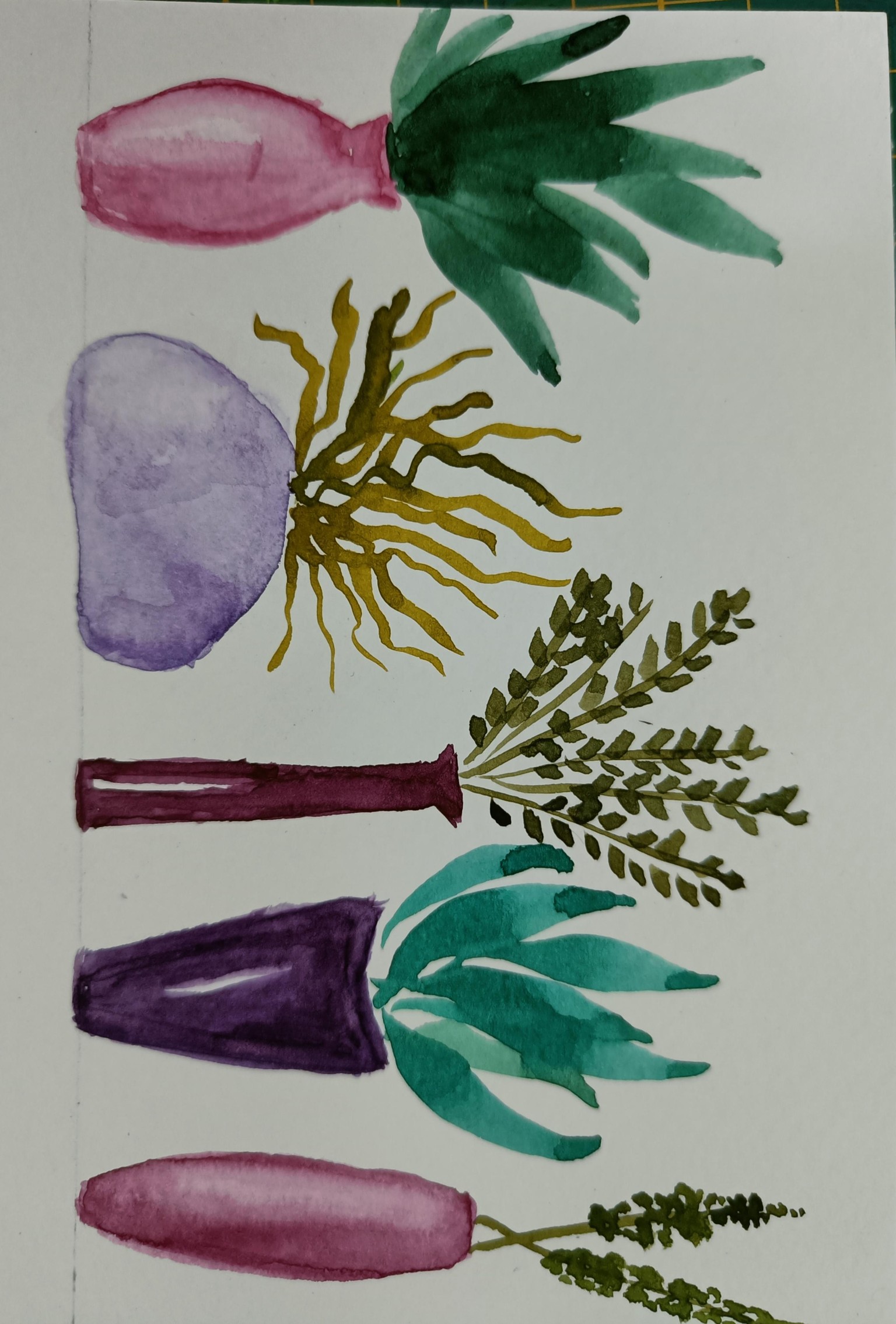 Easy watercolor doodles vases & greens - image 1 - student project