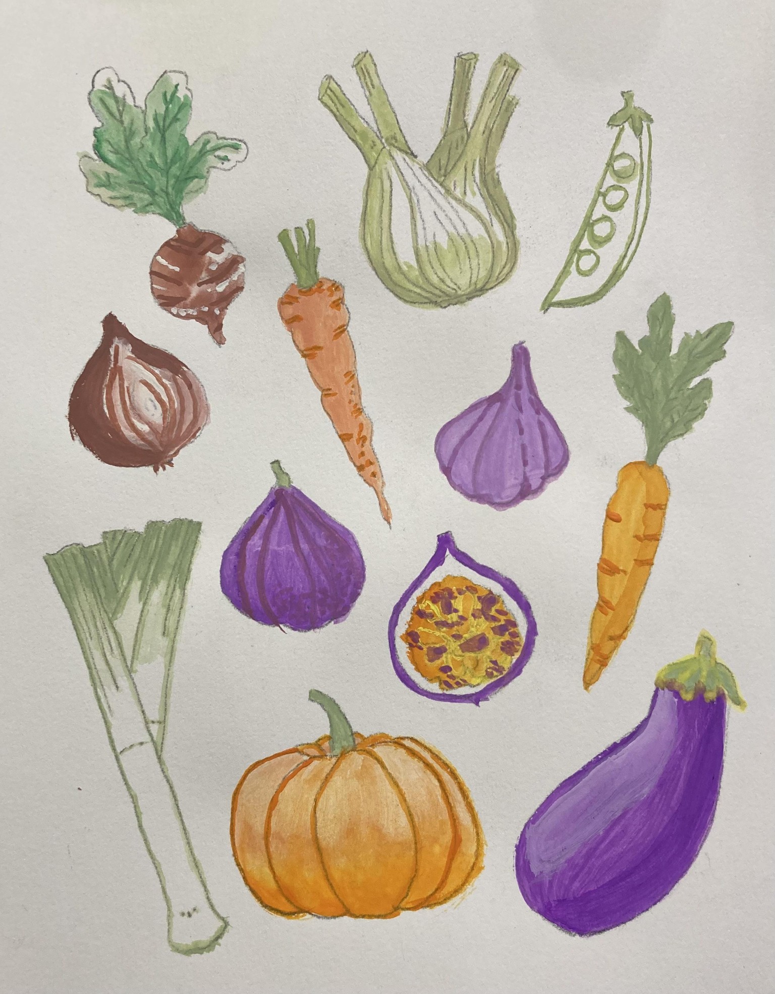 Gouache Vegetables 11/1/24 - image 1 - student project