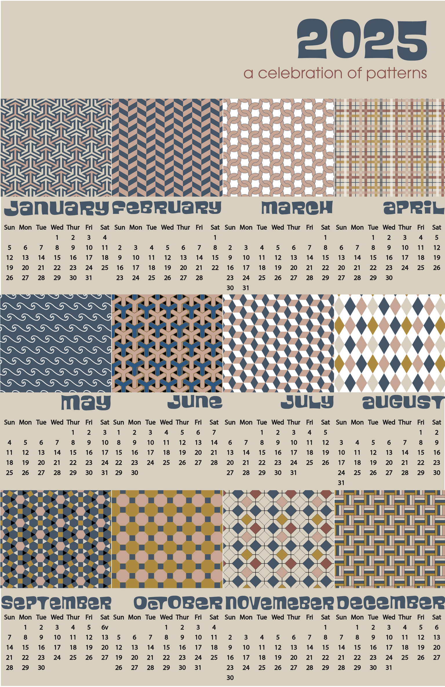 2025 calendar with small color palette - image 1 - student project