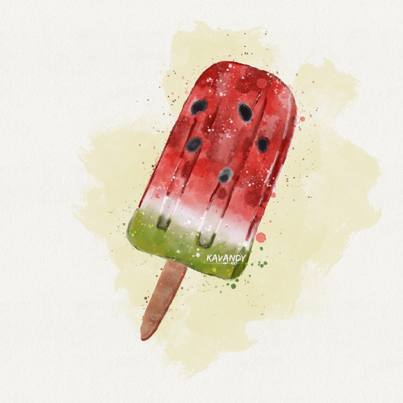 Watercolor Watermelon ice - image 1 - student project