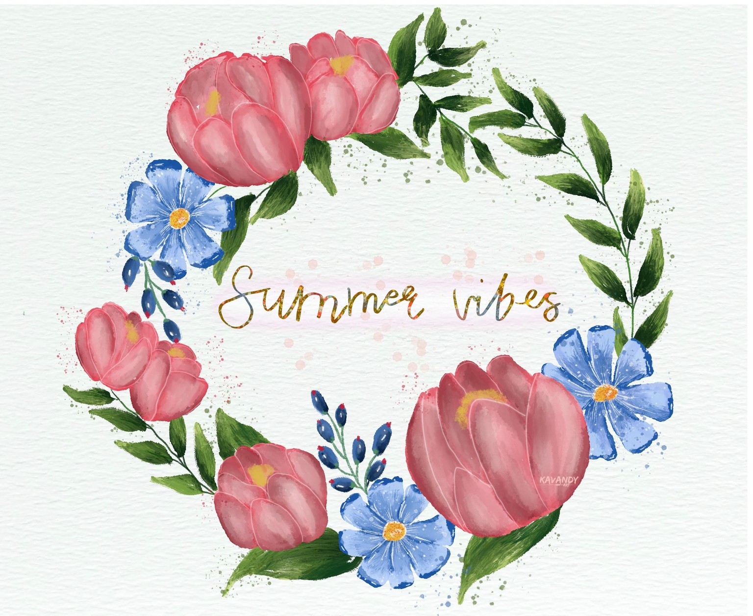 Watercolor floral wreath - image 2 - student project