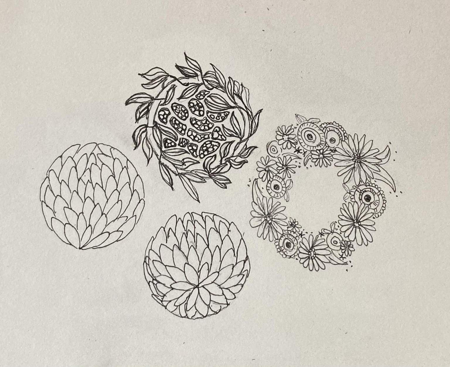 Botanical mandala doodles - image 6 - student project