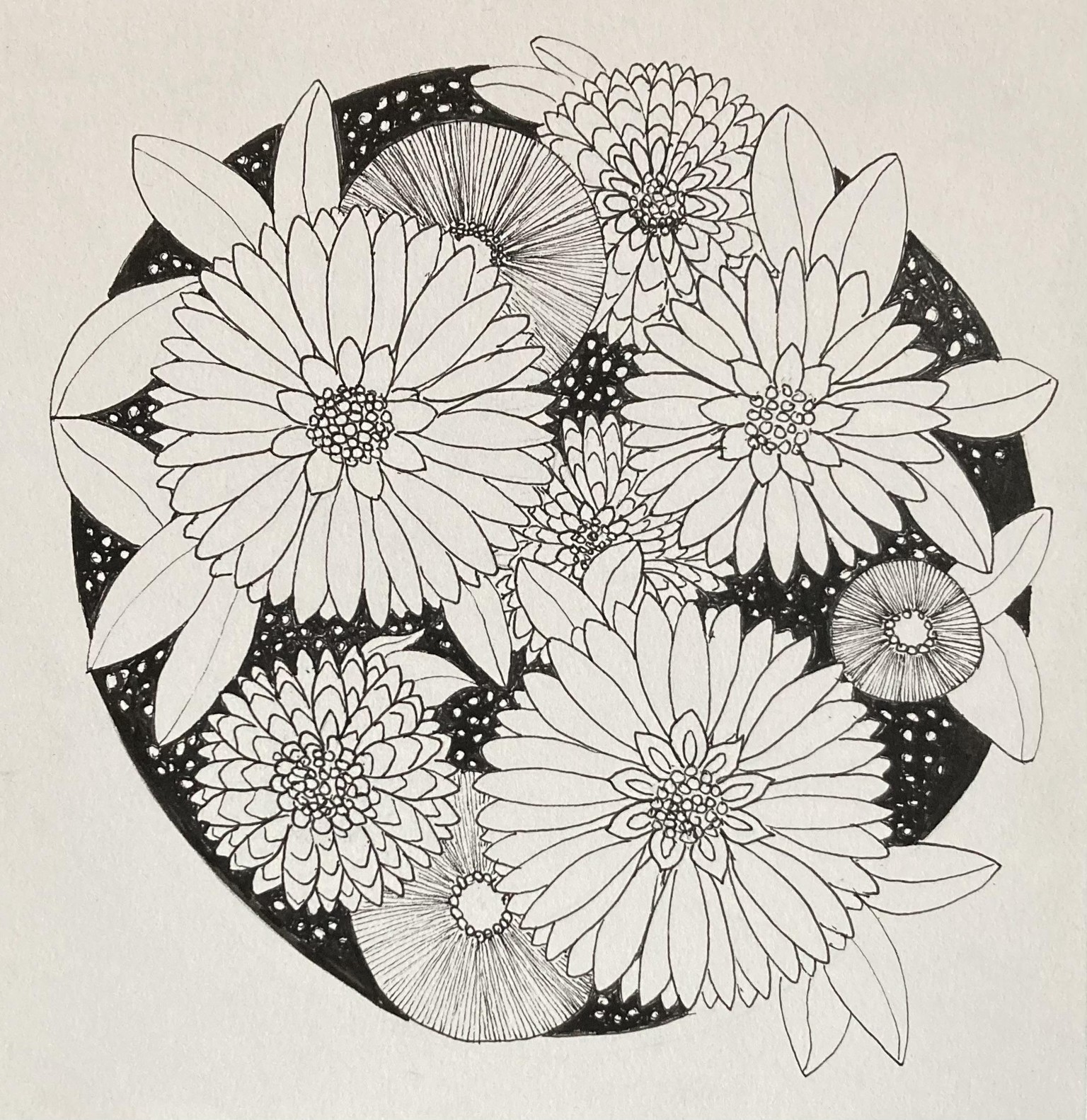 Botanical mandala doodles - image 3 - student project