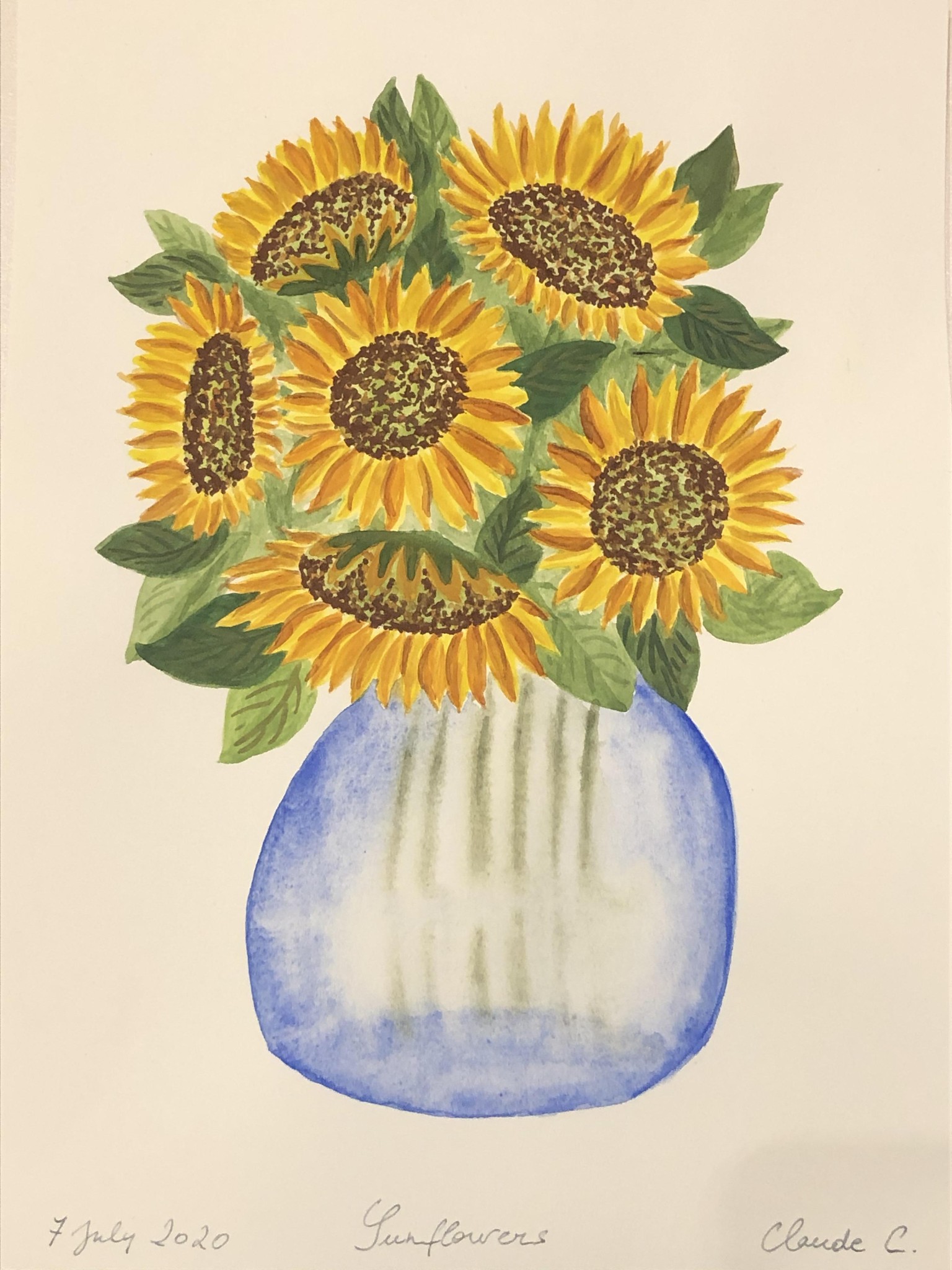 Sunflowers in a vase - image 1 - student project