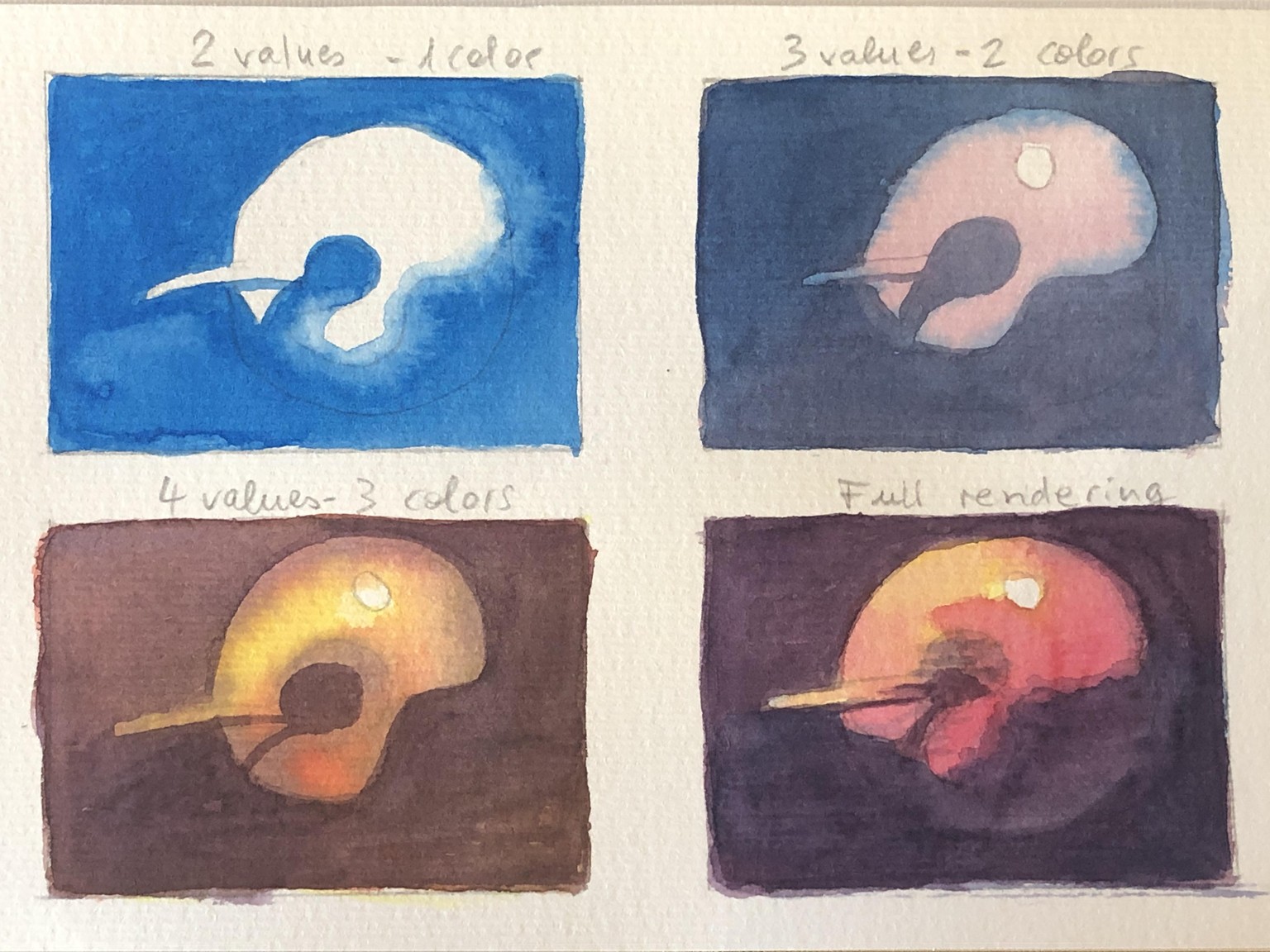 Watercolor value studies and edge control - image 3 - student project