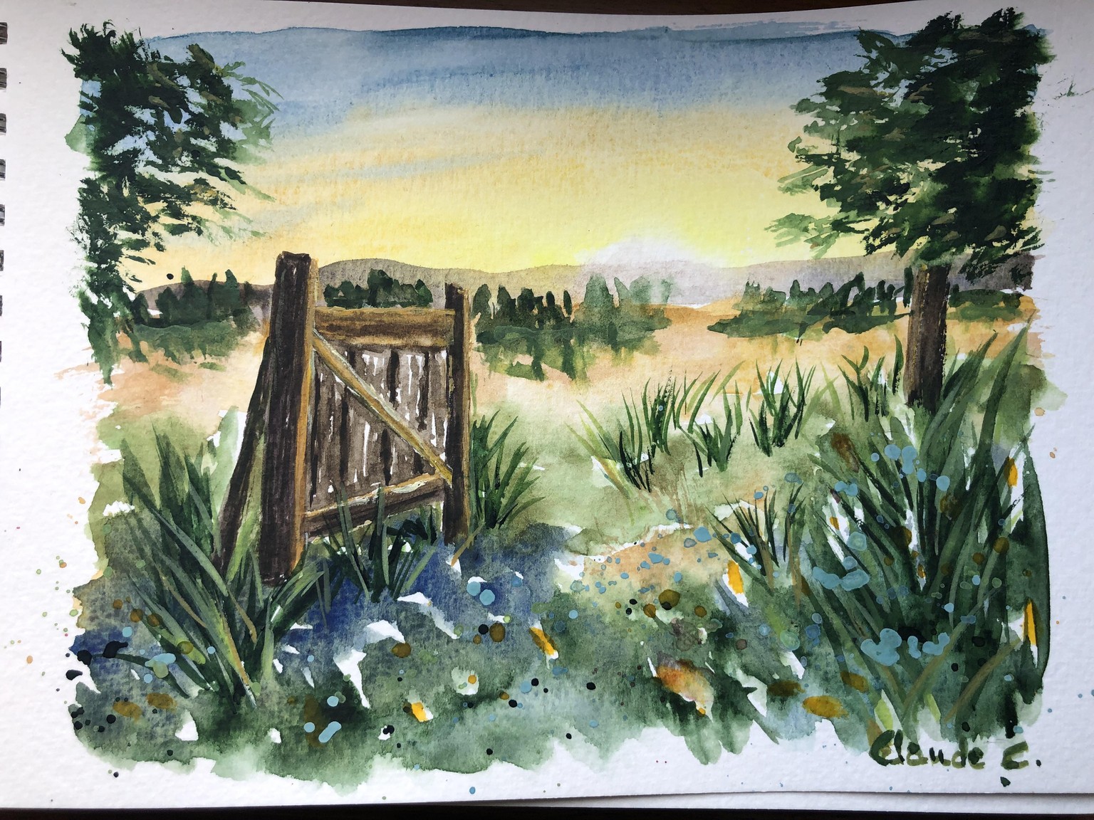 Loose watercolor landscape in my sketchbook - image 1 - student project
