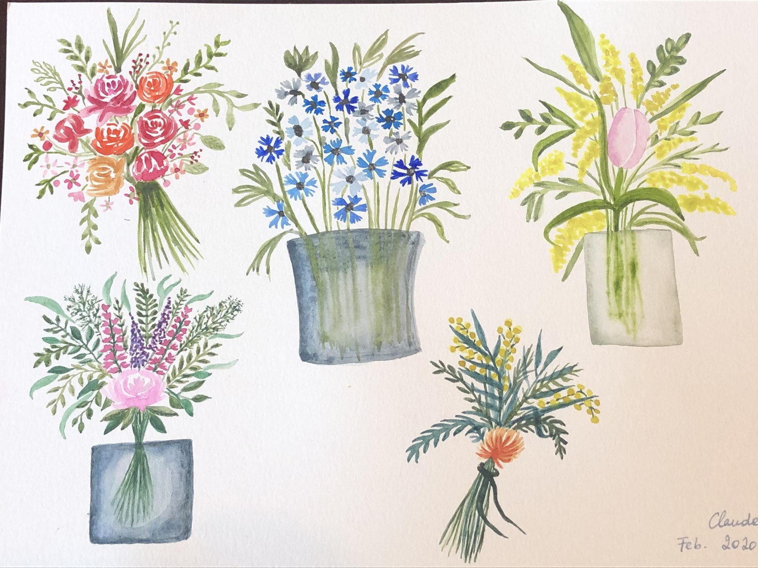 10 Different Mini-Bouquets with Watercolor! - image 1 - student project