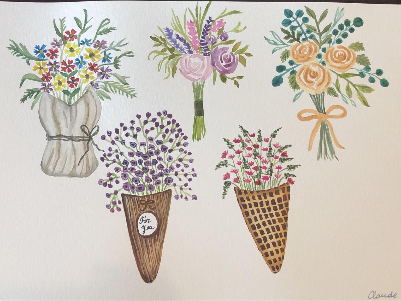 10 Different Mini-Bouquets with Watercolor! - image 2 - student project