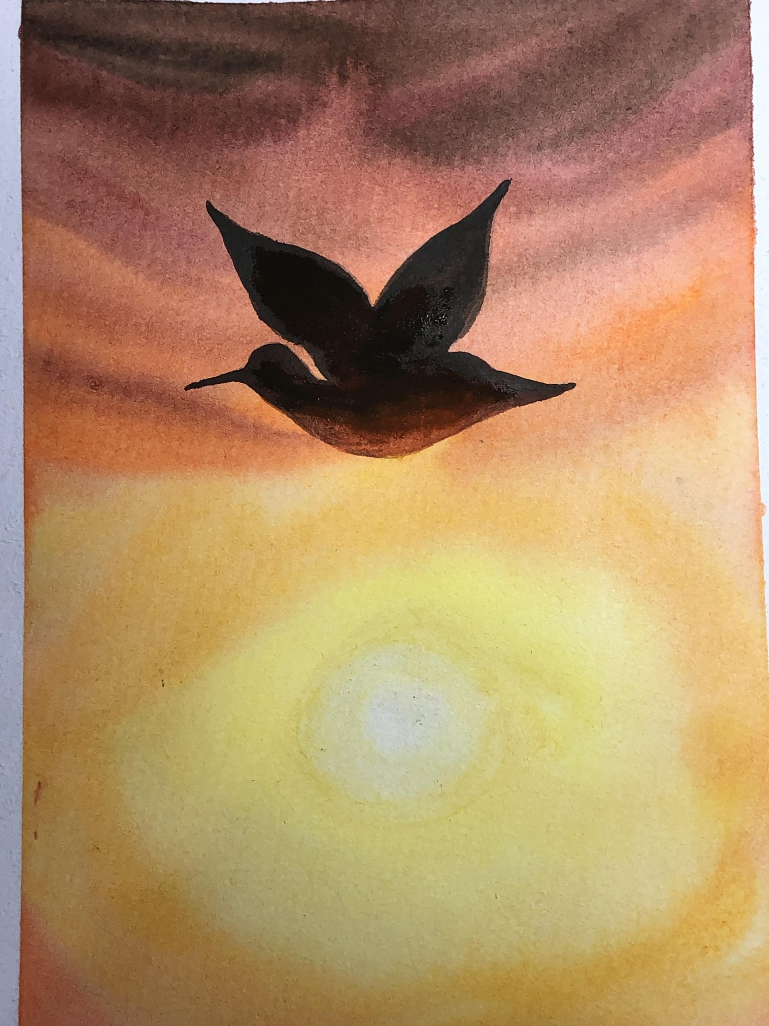 Watercolor Bird at Sunset - image 1 - student project