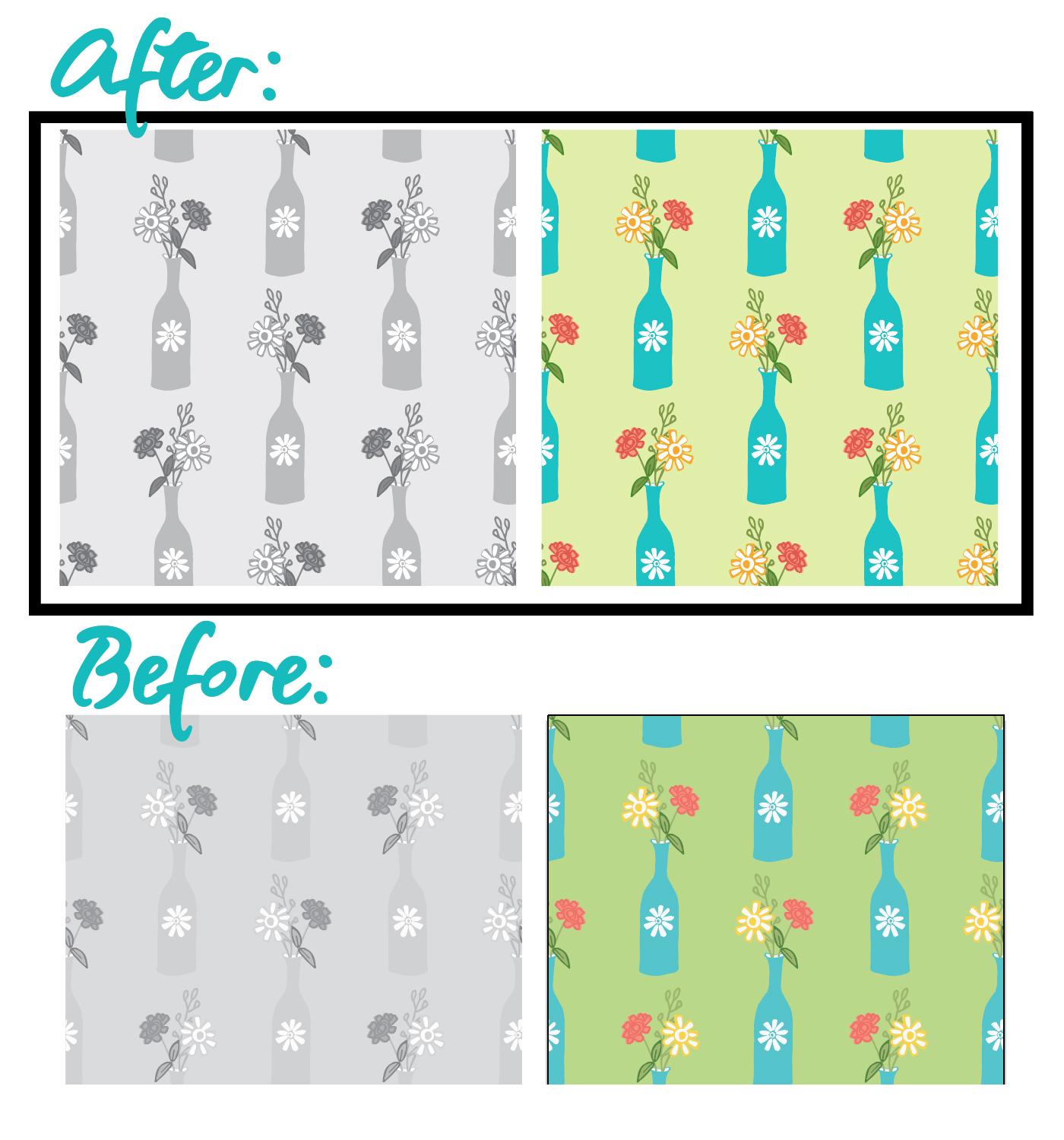 Flowers in Vase Pattern - Before and After - image 1 - student project