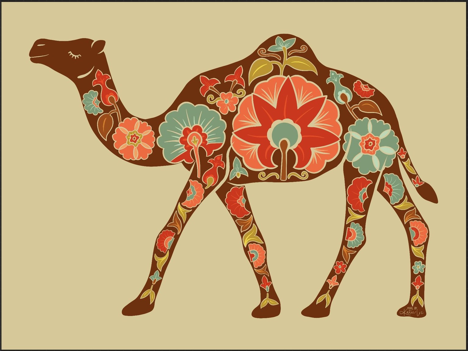 Camel with Suzani-inspired florals - image 3 - student project