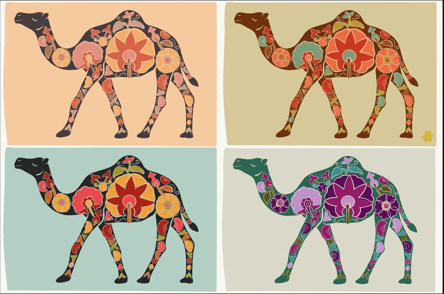 Camel with Suzani-inspired florals - image 2 - student project