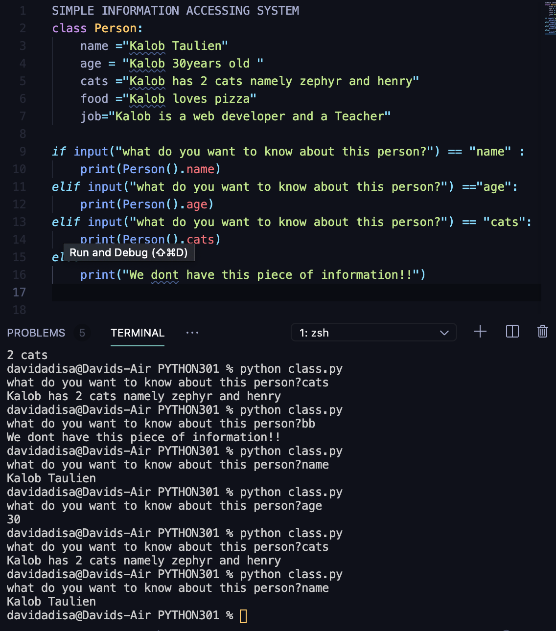 creating object Class. - image 1 - student project