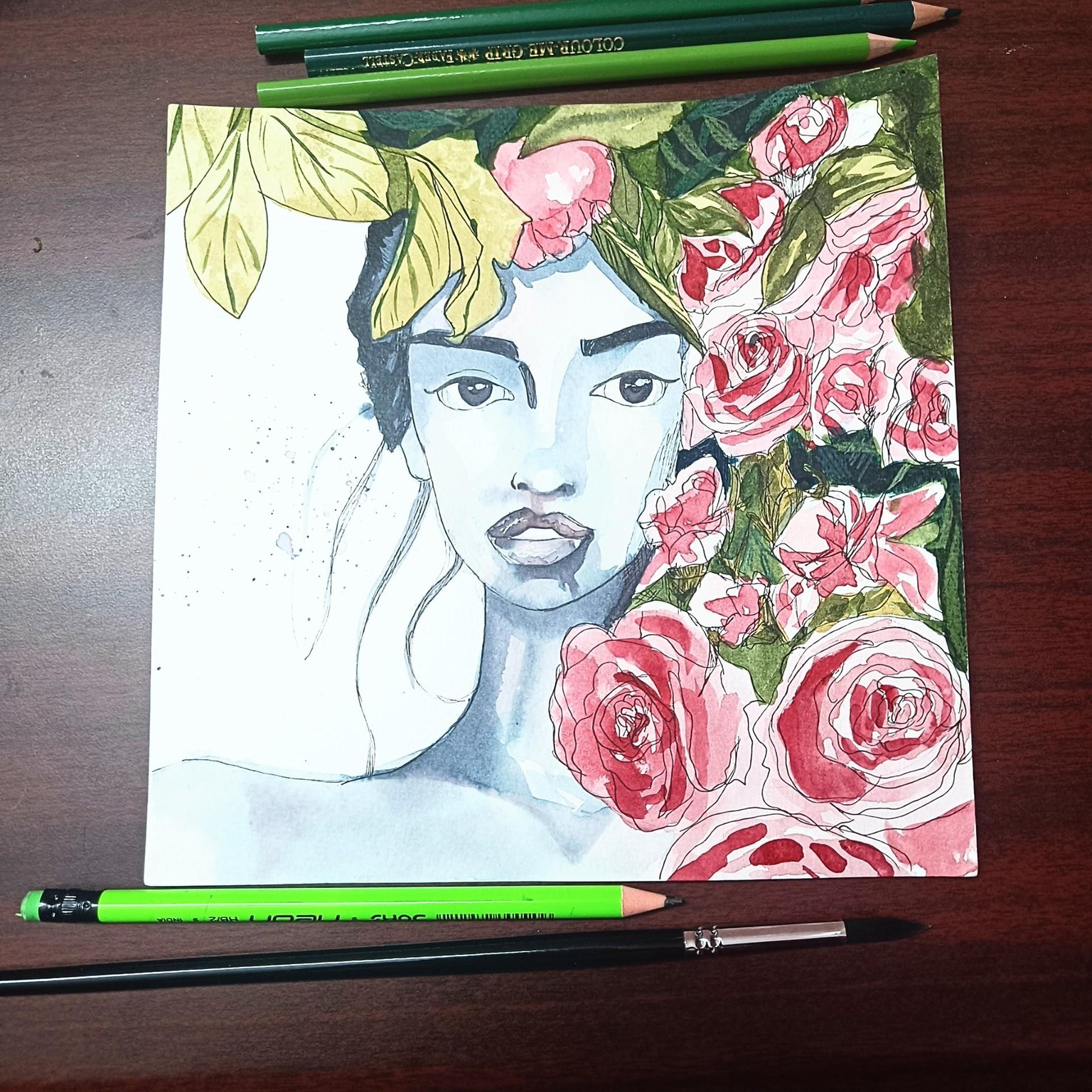 Watercolor portrait - image 1 - student project