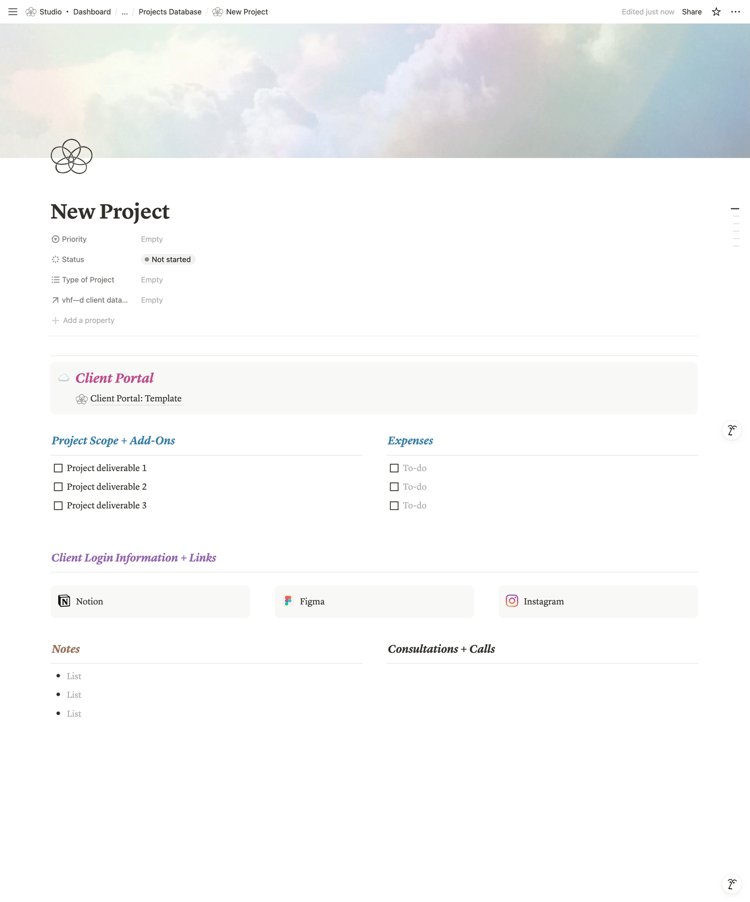 Client HQ and Templates — in Notion - image 4 - student project
