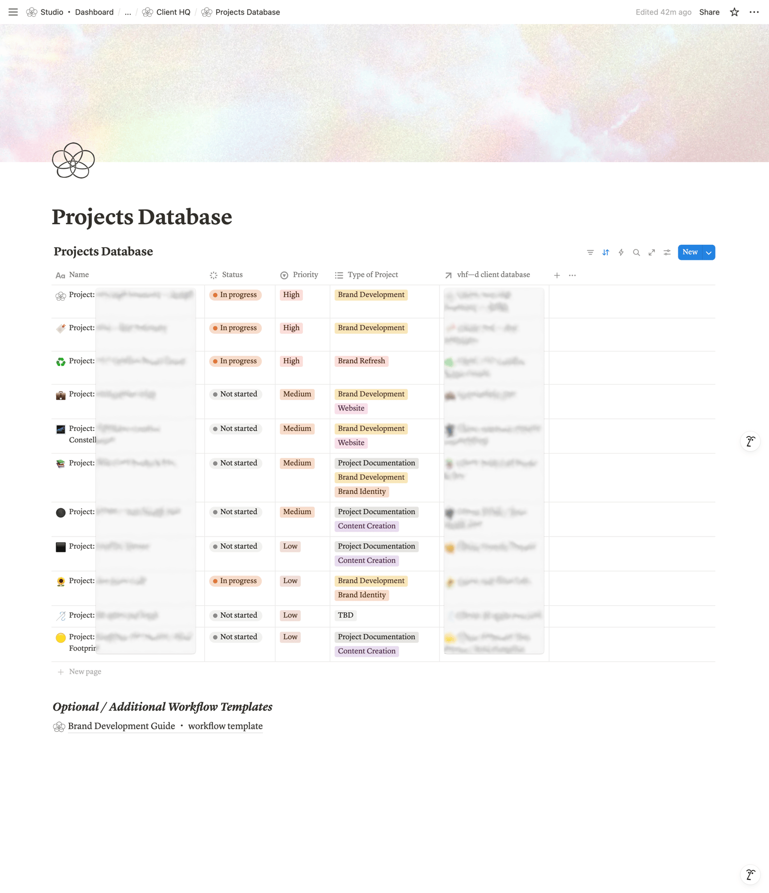 Client HQ and Templates — in Notion - image 3 - student project
