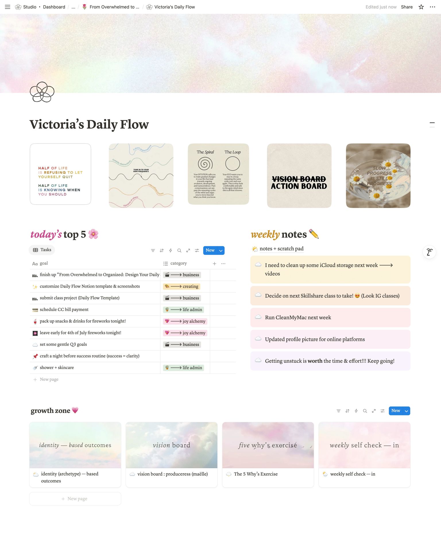 Victoria's Daily Flow — Notion - image 2 - student project