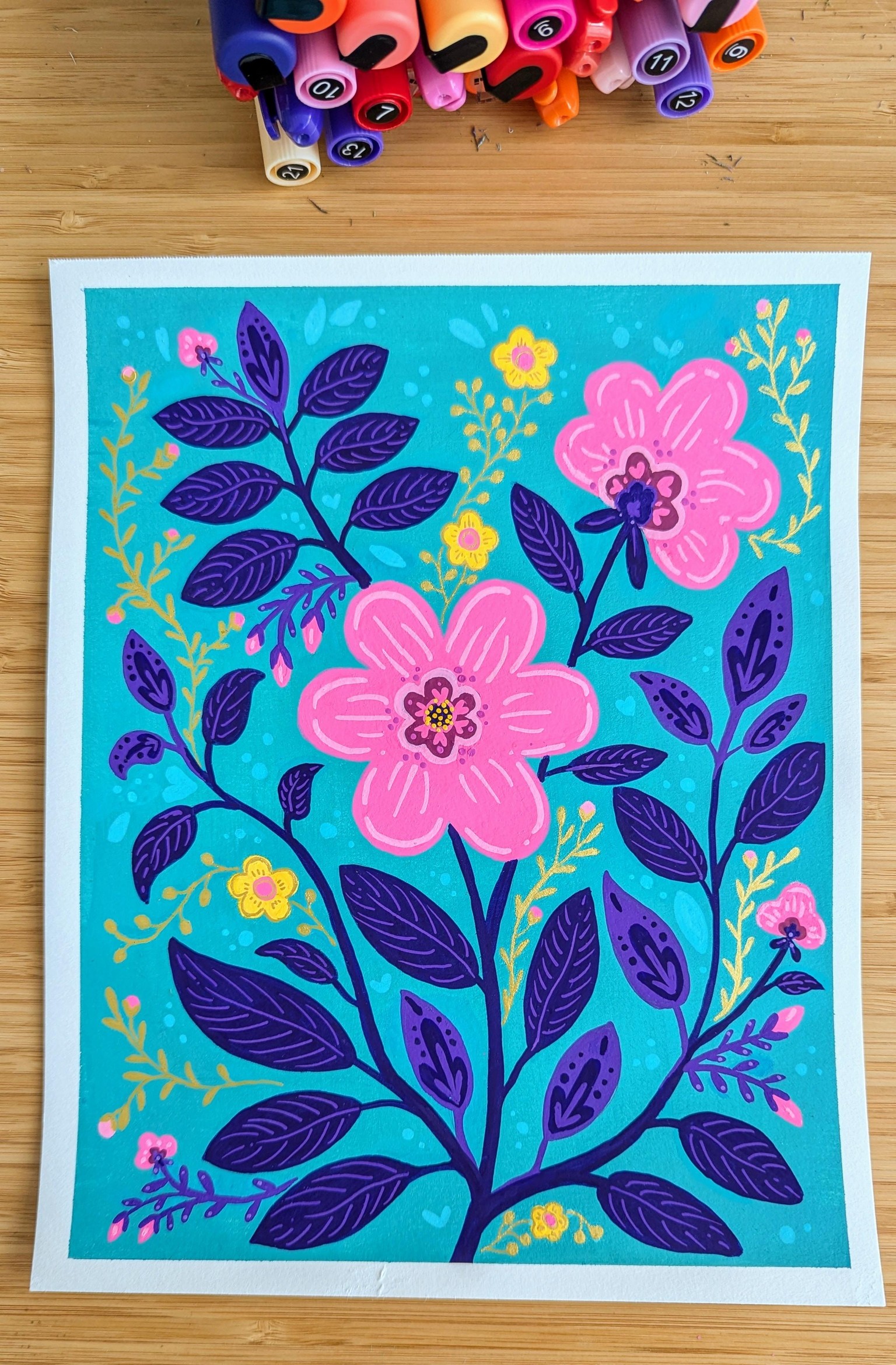 Florals with acrylic paint markers - image 1 - student project