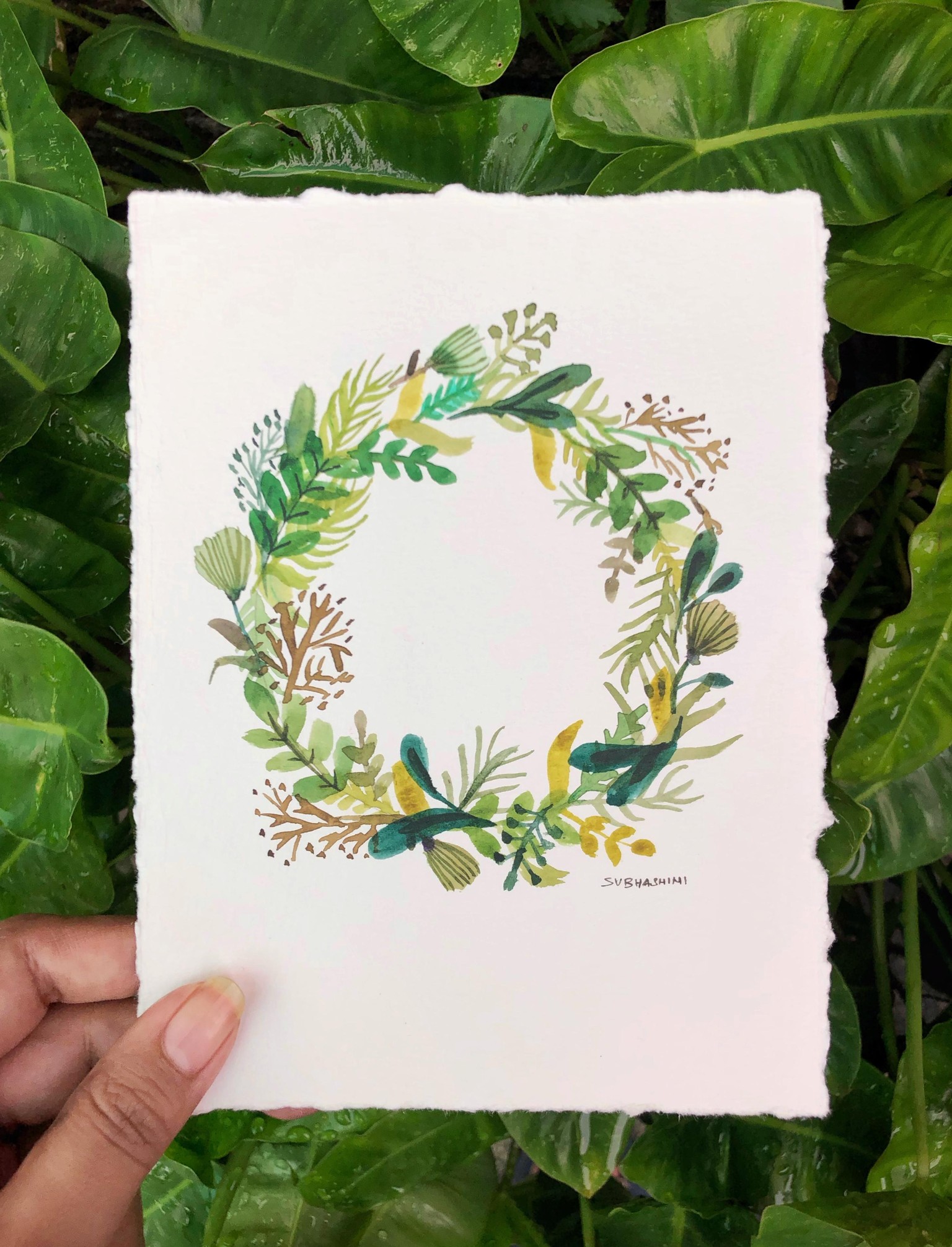 Watercolor wreath - image 1 - student project