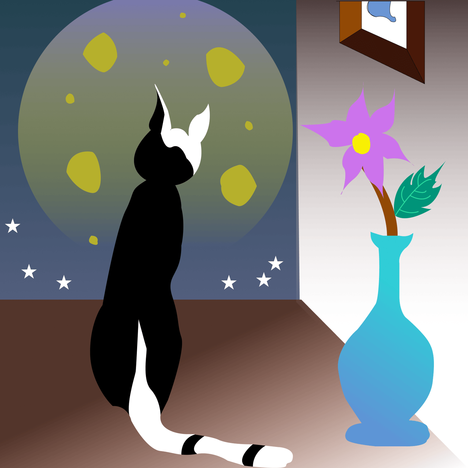 Cat & moon - image 1 - student project