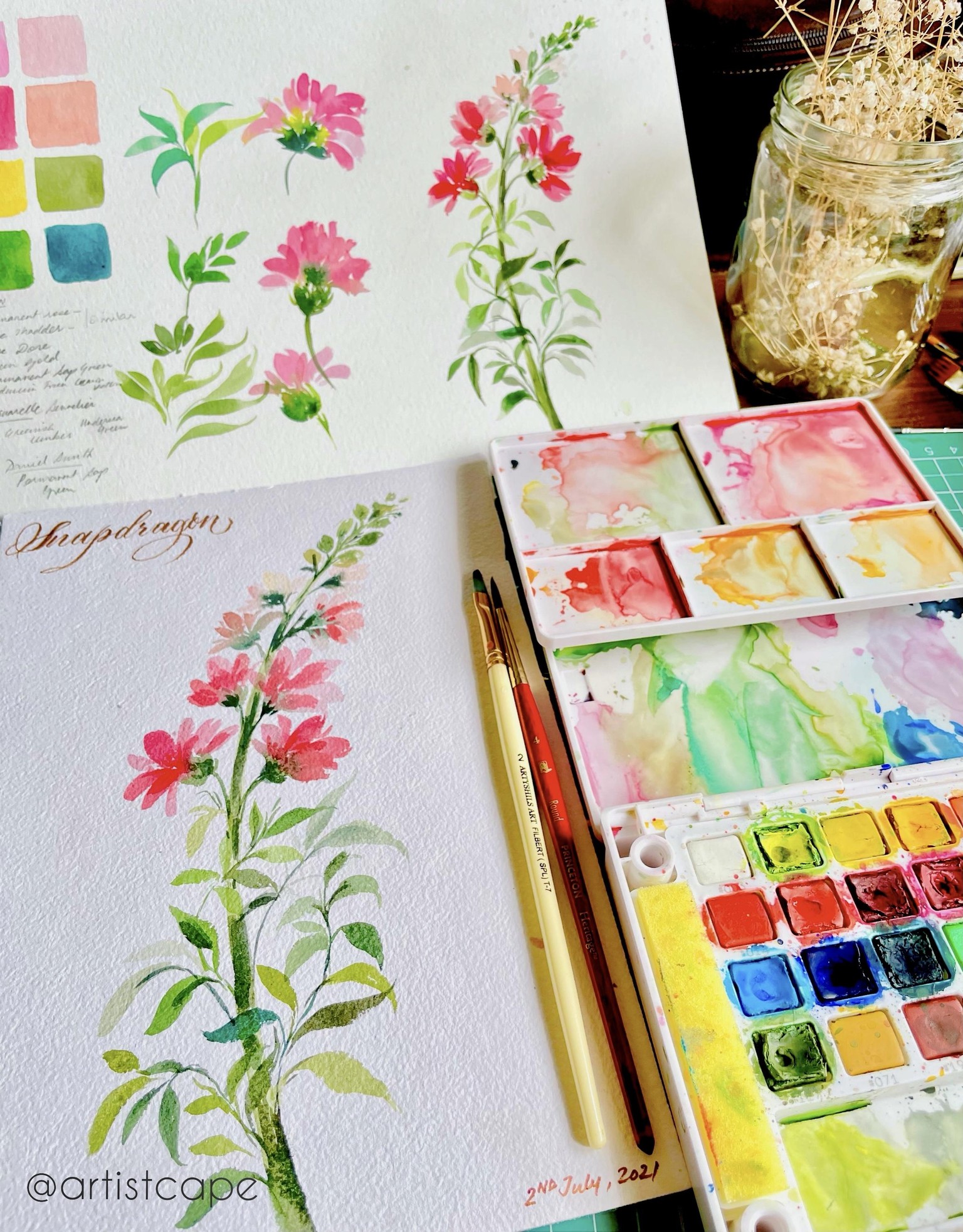 Loose Snapdragons in Watercolor - image 1 - student project