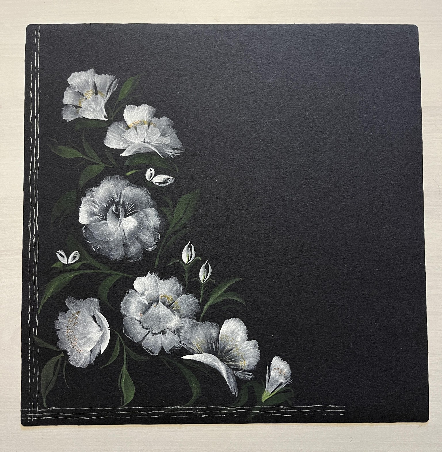 White Romantic Florals on Black - image 1 - student project