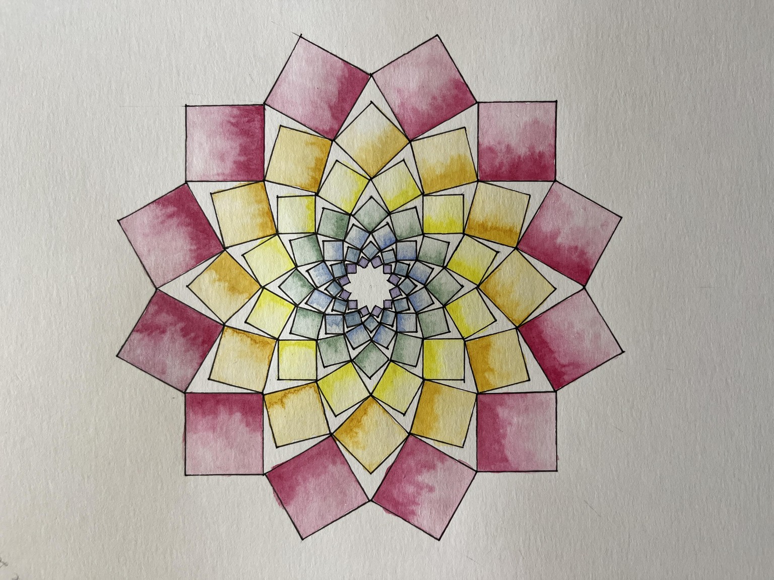 Spiralling Squares Mandala - image 2 - student project